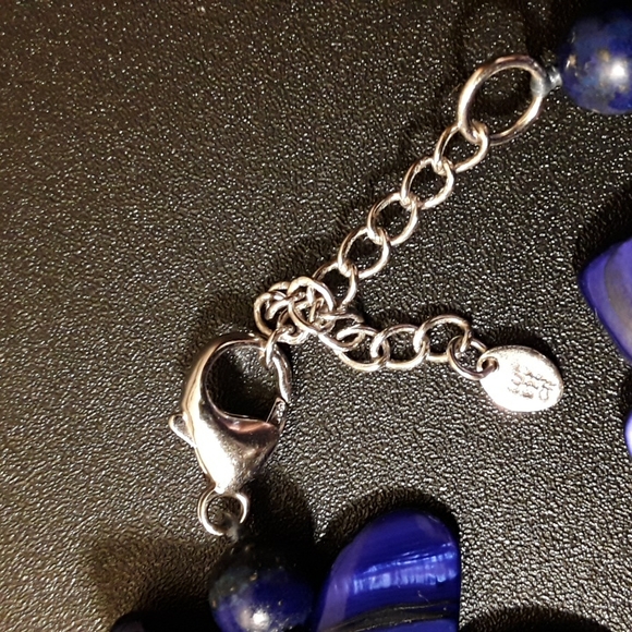 Blue Triple Strand 925 Sterling Silver Necklace 18" - Picture 4 of 4